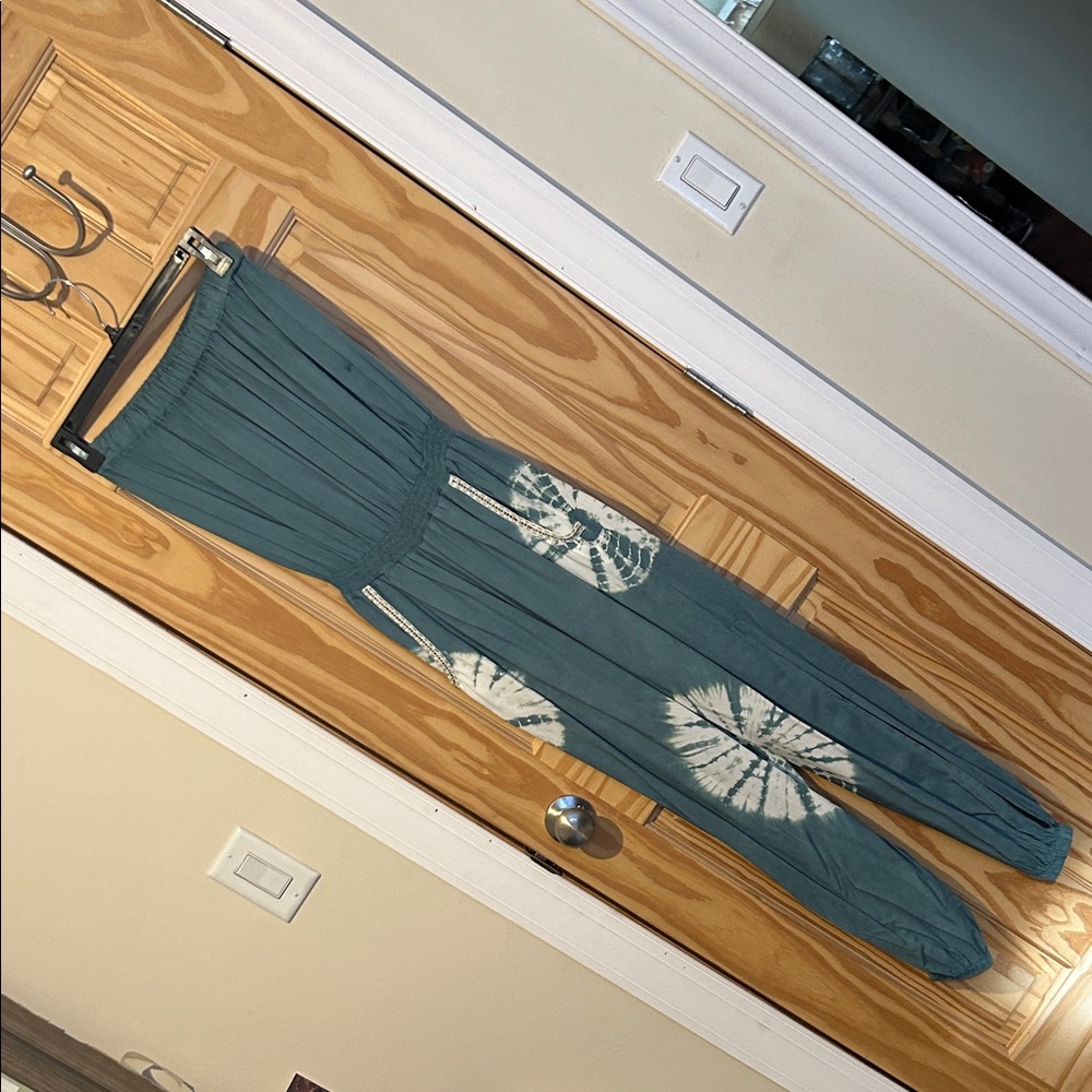 Skemo Bohemian Teal Tie Dye Jumpsuit